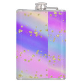 Farbenfrohe Einhorn-Regenbogen-Gold-Glitzer-Monogr Flachmann (Rückseite)