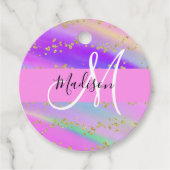 Farbenfrohe Einhorn-Regenbogen-Gold-Glitzer-Monogr Geschenkanhänger (Vorderseite)