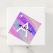 Farbenfrohe Einhorn-Regenbogen-Gold-Glitzer-Monogr Geschenkanhänger (Beispiel)