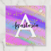 Farbenfrohe Einhorn-Regenbogen-Gold-Glitzer-Monogr Geschenkanhänger (Rückseite)