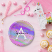 Farbenfrohe Einhorn-Regenbogen-Gold-Glitzer-Monogr Pappteller (Party)