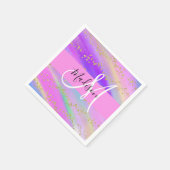 Farbenfrohe Einhorn-Regenbogen-Gold-Glitzer-Monogr Serviette (Ecke)