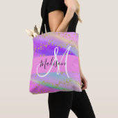 Farbenfrohe Einhorn-Regenbogen-Gold-Glitzer-Monogr Tasche (Von Nahem)