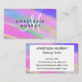 Farbenfrohe Einhorn-Regenbogen-Gold-Glitzer-Monogr Visitenkarte (Vorne/Hinten)