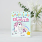 Farbenfrohe Einhorn Regenbogen Niedlich Magenrosa Postkarte (Stehend Vorderseite)