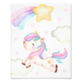 Farbenfrohe Einhorn, Regenbogen, Sterne, Kinderzim Fotodruck (Vorne)