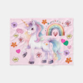 Farbenfrohe Einhorn Regenbogen und Blume Kinderzim Fleecedecke (Vorderseite (Horizontal))