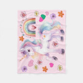 Farbenfrohe Einhorn Regenbogen und Blume Kinderzim Fleecedecke (Vorderseite)