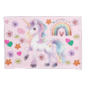 Farbenfrohe Einhorn Regenbogen und Blume Kinderzim Kissenbezug (Vorderseite)