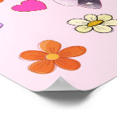 Farbenfrohe Einhorn Regenbogen und Blume Kinderzim Poster (Ecke)