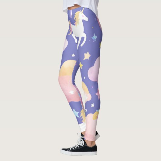 Farbenfrohe Einhorn-Regenbogenballonmuster für sie Leggings (Links)