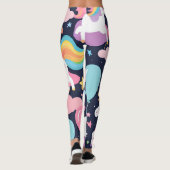 Farbenfrohe Einhorn-Regenbogenballonmuster für sie Leggings (Rückseite)