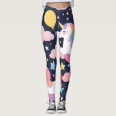 Farbenfrohe Einhorn-Regenbogenballonmuster für sie Leggings (Vorderseite)