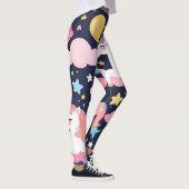 Farbenfrohe Einhorn-Regenbogenballonmuster für sie Leggings (Rechts)