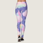 Farbenfrohe Einhorn-Regenbogenballonmuster für sie Leggings (Rückseite)