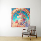 Farbenfrohe Einhorn-Regenbogenblende Wandteppich (Beispiel)