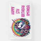 Farbenfrohe Einhorn und Regenbogen Personalisiert Banner (Vertikal)