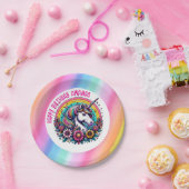 Farbenfrohe Einhorn und Regenbogen Personalisiert  Pappteller (Party)