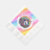 Farbenfrohe Einhorn und Regenbogen Personalisiert Serviette (Ecke)