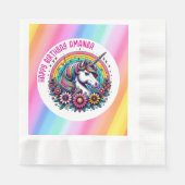 Farbenfrohe Einhorn und Regenbogen Personalisiert  Serviette (Vorderseite)