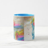 Farbenfrohe Einhorn Whimsical Rainbow Wasserfarbe  Tasse (Zentrum)