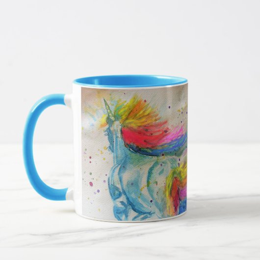 Farbenfrohe Einhorn Whimsical Rainbow Wasserfarbe  Tasse (Links)