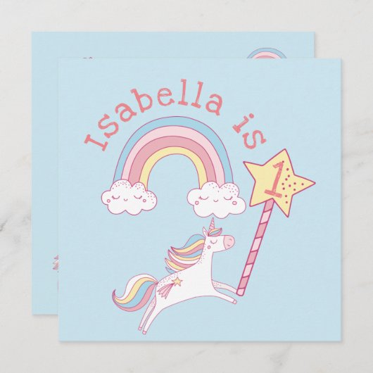Farbenfrohe Einhorn-Zauberwand Geburtstag Dankeskarte (Vorne/Hinten)