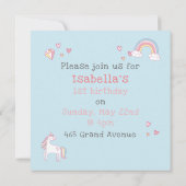 Farbenfrohe Einhorn-Zauberwand Geburtstag Dankeskarte (Rückseite)