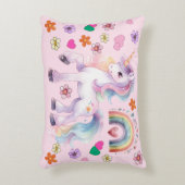 Farbenfrohe Einhornbahn und Blume Dekokissen (Vorderseite(Vertikal))