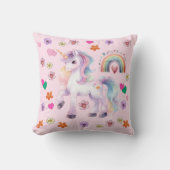 Farbenfrohe Einhornbahn und Blume Kissen (Vorderseite)