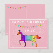 Farbenfrohe Einhornbräunungsflagge Rosa Glückwunsc Postkarte (Vorne/Hinten)
