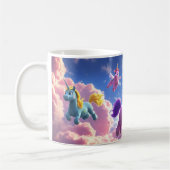 Farbenfrohe Einhörner am Himmel Kaffeetasse (Links)