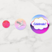 Farbenfrohe Einhörner Tischkonfetti Konfetti (Vorderseiten)