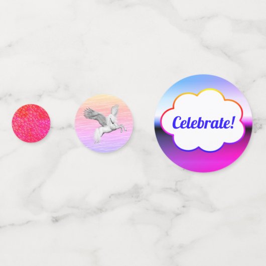 Farbenfrohe Einhörner Tischkonfetti Konfetti (Vorderseiten)