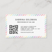 Farbenfrohe Einhornfarben Pastellfarben QR CODE Visitenkarte (Rückseite)