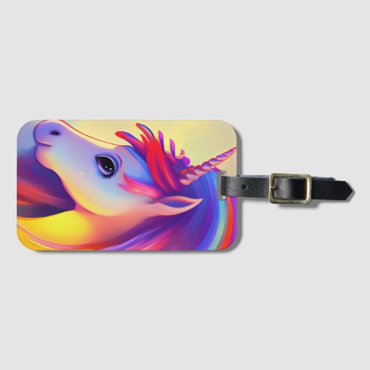 Farbenfrohe Einhornmalerei Gepäckanhänger (Vorderseite (Horizontal))