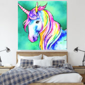 Farbenfrohe Einhornmalerei Leinwanddruck (Insitu (Schlafzimmer))