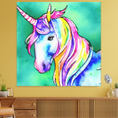 Farbenfrohe Einhornmalerei Leinwanddruck (Insitu (Wohnzimmer))