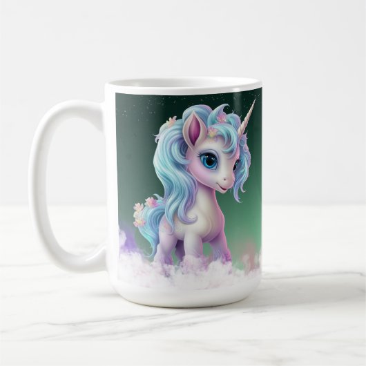 Farbenfrohe Einhornname Tasse (Links)