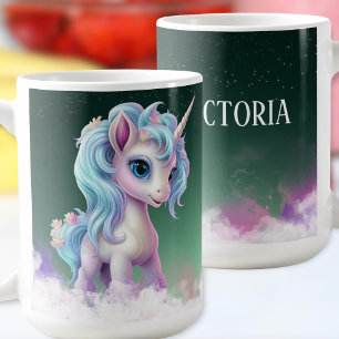 Farbenfrohe Einhornname Tasse