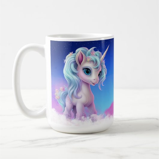 Farbenfrohe Einhornname Tasse (Links)