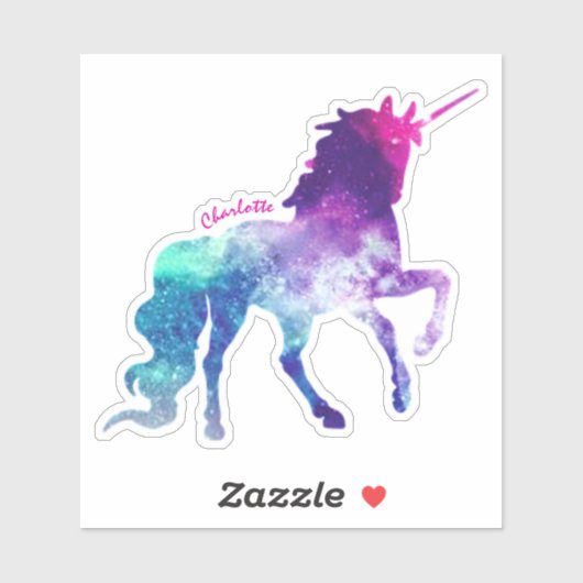 Farbenfrohe Einhornpferde mit dem Namen Kunsthandw Aufkleber (Blatt)
