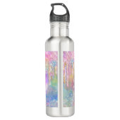 Farbenfrohe Einhorntropfmonogramm für Glitzer Edelstahlflasche (Rückseite)