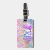 Farbenfrohe Einhorntropfmonogramm für Glitzer Gepäckanhänger (Vorderseite vertikal)