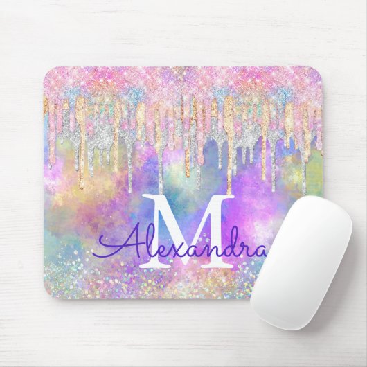 Farbenfrohe Einhorntropfmonogramm für Glitzer Mousepad (Mit Mouse)