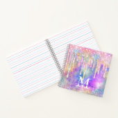 Farbenfrohe Einhorntropfmonogramm für Glitzer Notizblock (Innenseite)