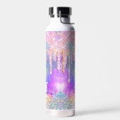 Farbenfrohe Einhorntropfmonogramm für Glitzer Trinkflasche (Links)