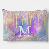 Farbenfrohe Einhorntropfmonogramm für Glitzer Zubehörtasche (Rückseite)