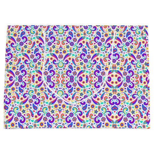 Farbenfrohe Einkaufstasche mit lebendigem Paisleym Große Geschenktüte (Vorderseite)