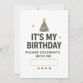 Farbenfrohe Einladung "Es ist mein Geburtstag" (Vorderseite)